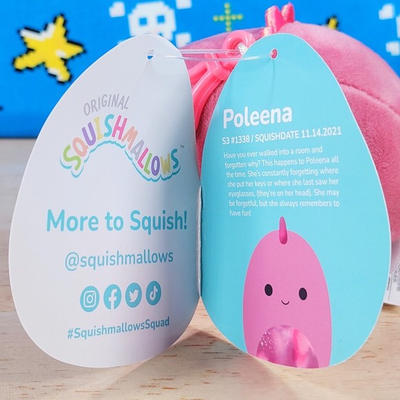 Squishmallow Poleena the Dinosaur 3" Clip UltraSoft Stuffed Dino Toy Plush NWT - Picture 11 of 12